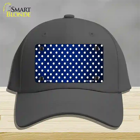 Blue White Small Dots Oil Rubbed Novelty License Plate Hat Cotton / Charcoal