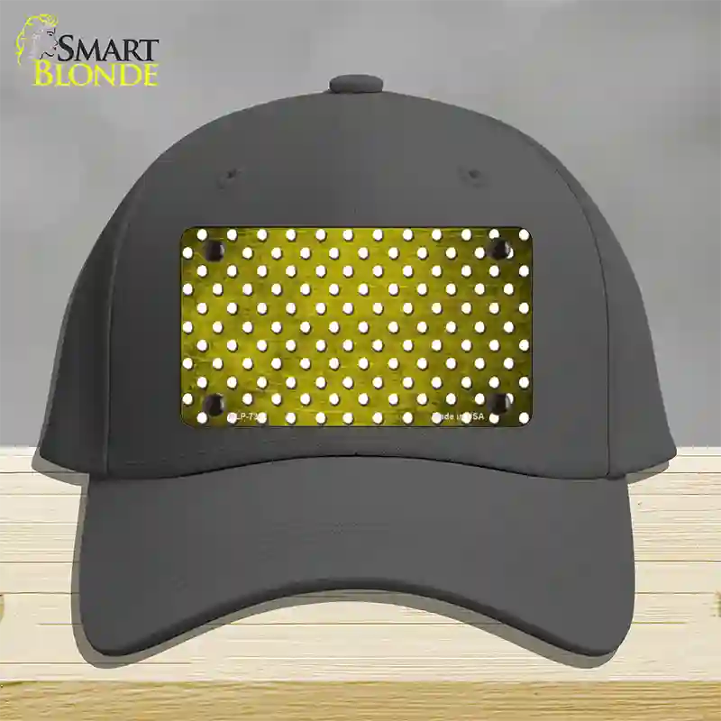 Yellow White Small Dots Oil Rubbed Novelty License Plate Hat Cotton / Charcoal