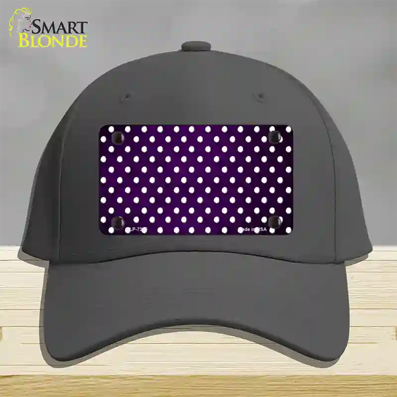 Purple White Small Dots Oil Rubbed Novelty License Plate Hat Cotton / Charcoal