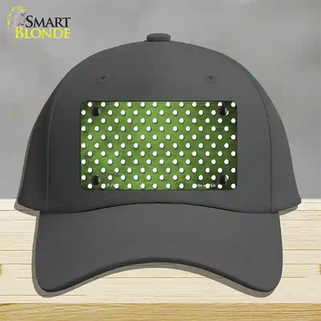 Lime Green White Small Dots Oil Rubbed Novelty License Plate Hat Cotton / Charcoal