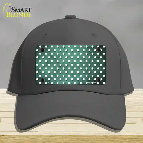 Mint White Small Dots Oil Rubbed Novelty License Plate Hat Cotton / Charcoal