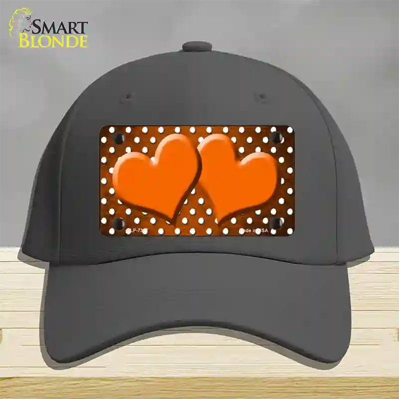 Orange White Small Dots Hearts Oil Rubbed Novelty License Plate Hat Cotton / Charcoal