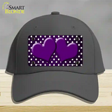 Purple White Small Dots Hearts Oil Rubbed Novelty License Plate Hat Cotton / Charcoal