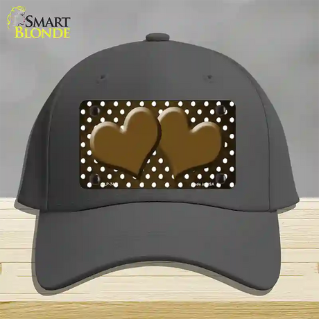 Brown White Small Dots Hearts Oil Rubbed Novelty License Plate Hat Cotton / Charcoal