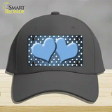 Light Blue White Small Dots Hearts Oil Rubbed Novelty License Plate Hat Cotton / Charcoal