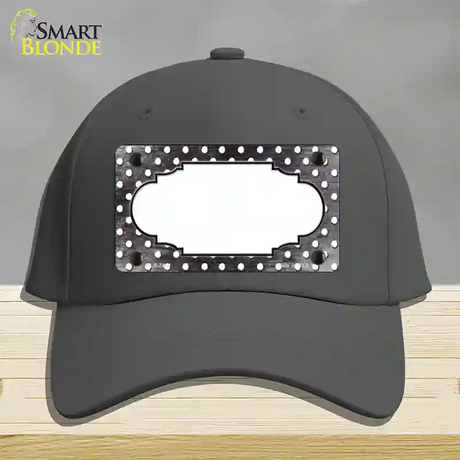 Black White Small Dots Scallop Oil Rubbed Novelty License Plate Hat Cotton / Charcoal