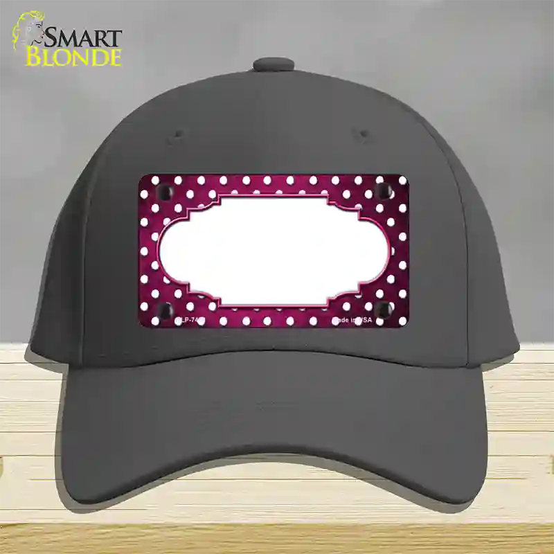 Pink White Small Dots Scallop Oil Rubbed Novelty License Plate Hat Cotton / Charcoal