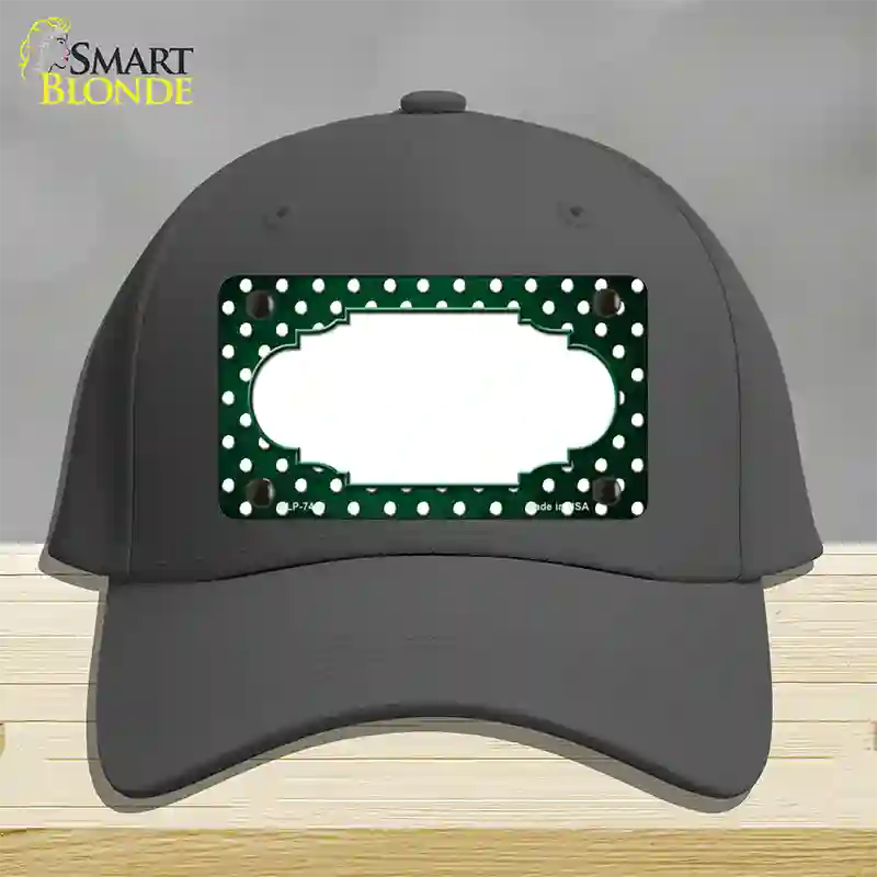 Green White Small Dots Scallop Oil Rubbed Novelty License Plate Hat Cotton / Charcoal