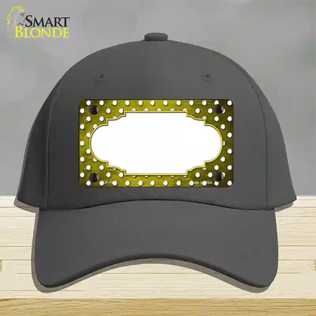 Yellow White Small Dots Scallop Oil Rubbed Novelty License Plate Hat Cotton / Charcoal