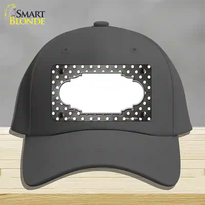 Gray White Small Dots Scallop Oil Rubbed Novelty License Plate Hat Cotton / Charcoal