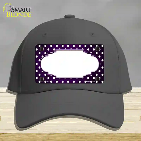 Purple White Small Dots Scallop Oil Rubbed Novelty License Plate Hat Cotton / Charcoal