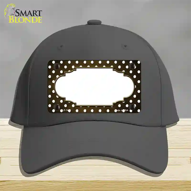 Brown White Small Dots Scallop Oil Rubbed Novelty License Plate Hat Cotton / Charcoal