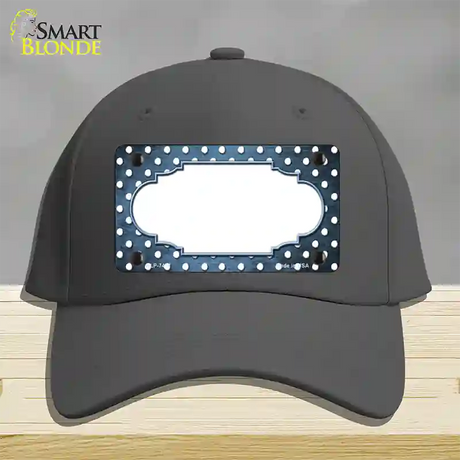 Light Blue White Small Dots Scallop Oil Rubbed Novelty License Plate Hat Cotton / Charcoal