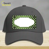 Lime Green White Small Dots Scallop Oil Rubbed Novelty License Plate Hat Cotton / Charcoal