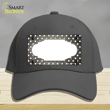 Tan White Small Dots Scallop Oil Rubbed Novelty License Plate Hat Cotton / Charcoal