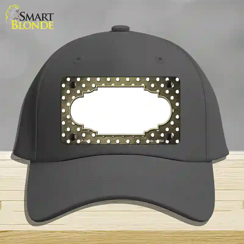 Gold White Small Dots Scallop Oil Rubbed Novelty License Plate Hat Cotton / Charcoal