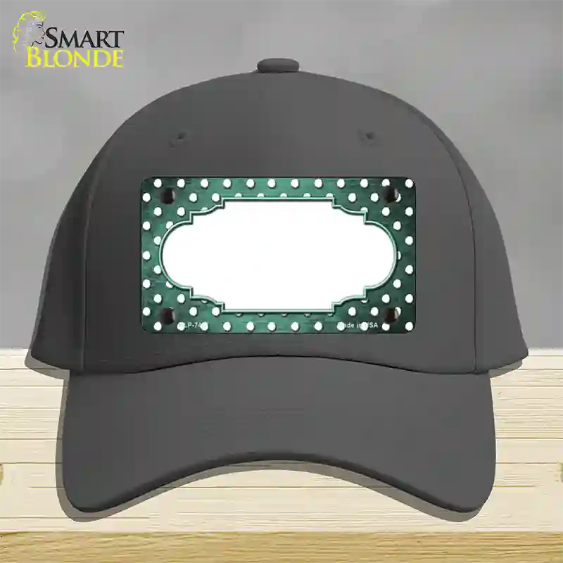 Mint White Small Dots Scallop Oil Rubbed Novelty License Plate Hat Cotton / Charcoal