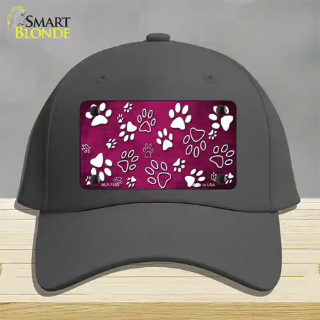 Pink White Paw Oil Rubbed Novelty License Plate Hat Cotton / Charcoal