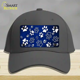 Blue White Paw Oil Rubbed Novelty License Plate Hat Cotton / Charcoal