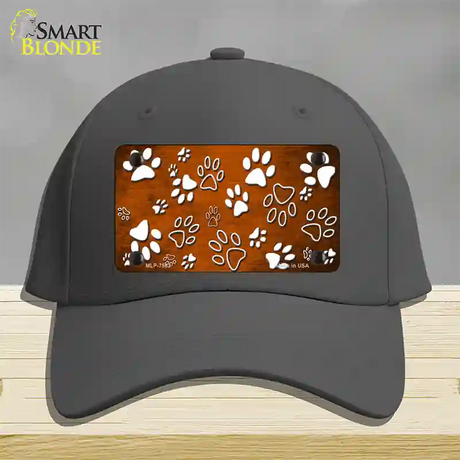 Orange White Paw Oil Rubbed Novelty License Plate Hat Cotton / Charcoal