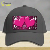 Paw Heart Pink White Novelty License Plate Hat Cotton / Charcoal