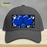 Paw Heart Blue White Novelty License Plate Hat Cotton / Charcoal