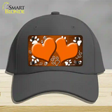 Paw Heart Orange White Novelty License Plate Hat Cotton / Charcoal