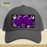 Paw Heart Purple White Novelty License Plate Hat Cotton / Charcoal