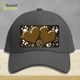 Paw Heart Brown White Novelty License Plate Hat Cotton / Charcoal