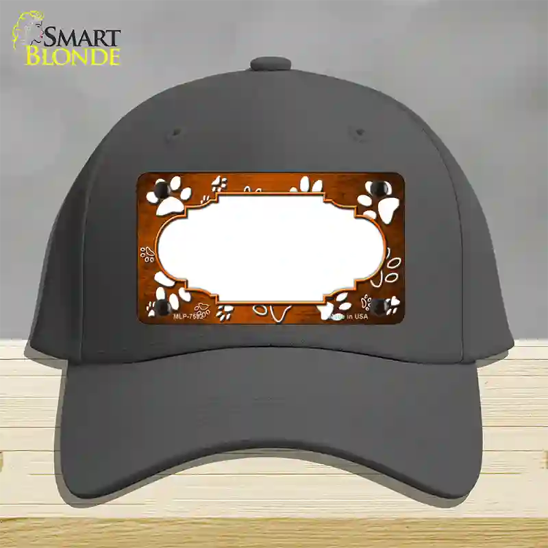 Paw Scallop Orange White Novelty License Plate Hat Cotton / Charcoal