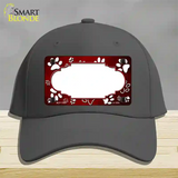 Paw Scallop Red White Novelty License Plate Hat Cotton / Charcoal