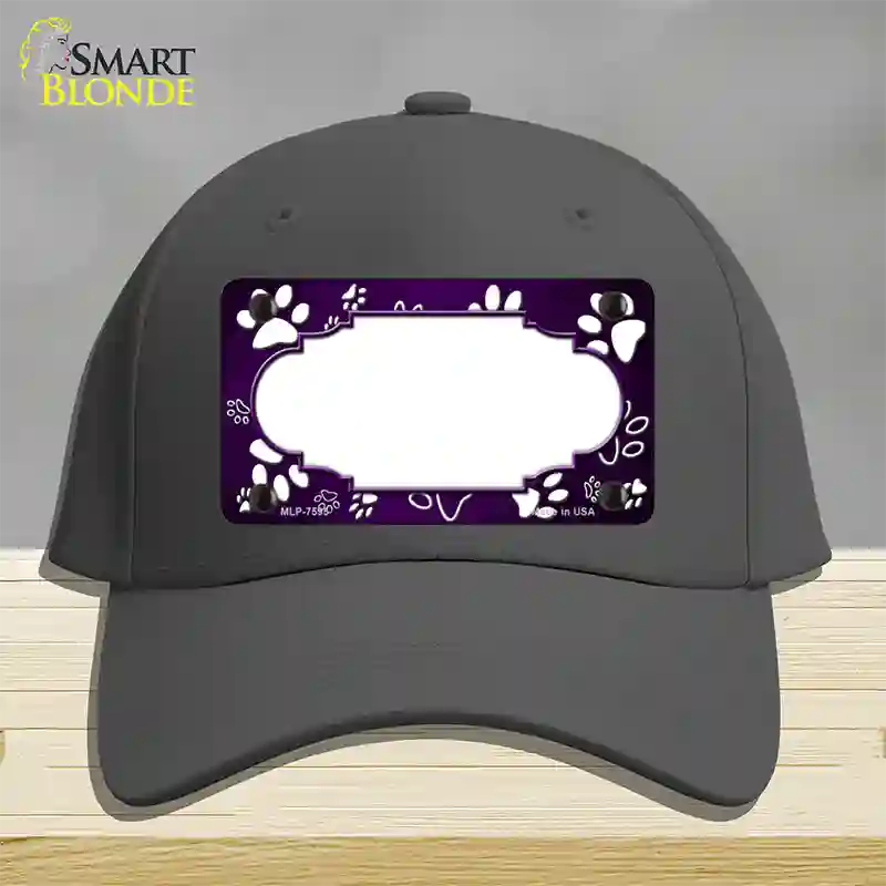 Paw Scallop Purple White Novelty License Plate Hat Cotton / Charcoal