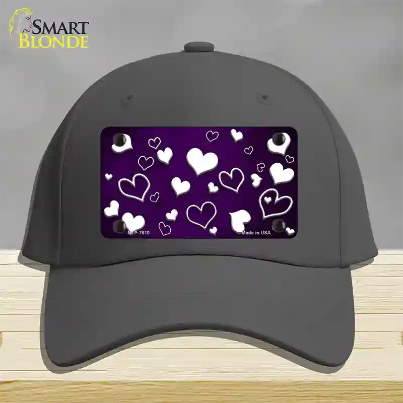 Purple White Love Oil Rubbed Novelty License Plate Hat Cotton / Charcoal