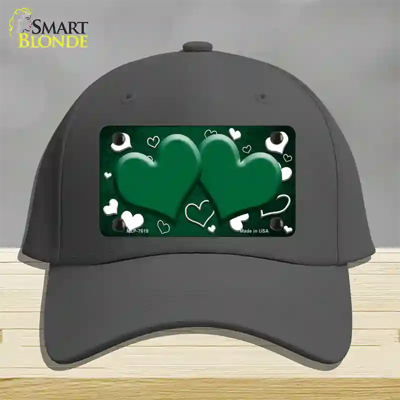 Green White Love Hearts Oil Rubbed Novelty License Plate Hat Cotton / Charcoal