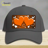 Orange White Love Hearts Oil Rubbed Novelty License Plate Hat Cotton / Charcoal