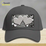 Gray White Love Hearts Oil Rubbed Novelty License Plate Hat Cotton / Charcoal