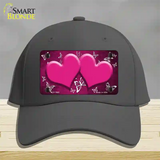 Pink White Hearts Butterfly Oil Rubbed Novelty License Plate Hat Cotton / Charcoal