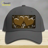 Brown White Hearts Butterfly Oil Rubbed Novelty License Plate Hat Cotton / Charcoal