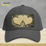 Gold White Hearts Butterfly Oil Rubbed Novelty License Plate Hat Cotton / Charcoal