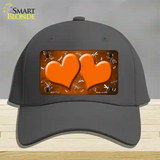 Orange White Dragonfly Hearts Oil Rubbed Novelty License Plate Hat Cotton / Charcoal