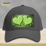 Lime Green White Dragonfly Hearts Oil Rubbed Novelty License Plate Hat Cotton / Charcoal