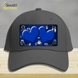 Blue White Owl Hearts Oil Rubbed Novelty License Plate Hat Cotton / Charcoal