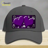 Purple White Owl Hearts Oil Rubbed Novelty License Plate Hat Cotton / Charcoal