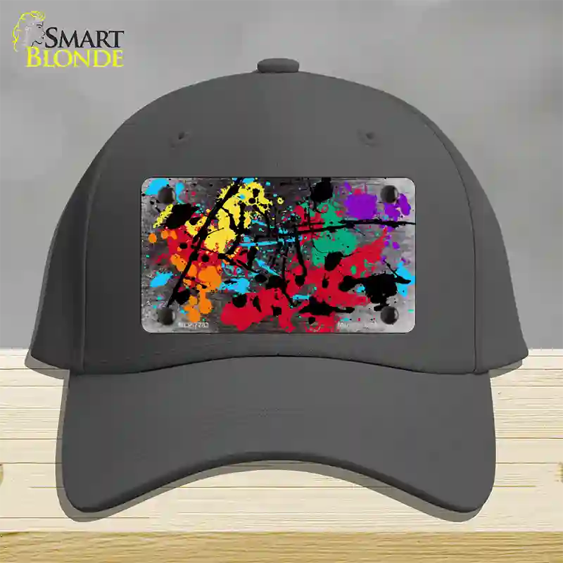 Black White Splatter Oil Rubbed Novelty License Plate Hat Cotton / Charcoal