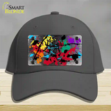 Black White Splatter Oil Rubbed Novelty License Plate Hat Cotton / Charcoal