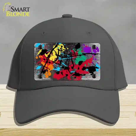 Black White Splatter Oil Rubbed Novelty License Plate Hat Cotton / Charcoal