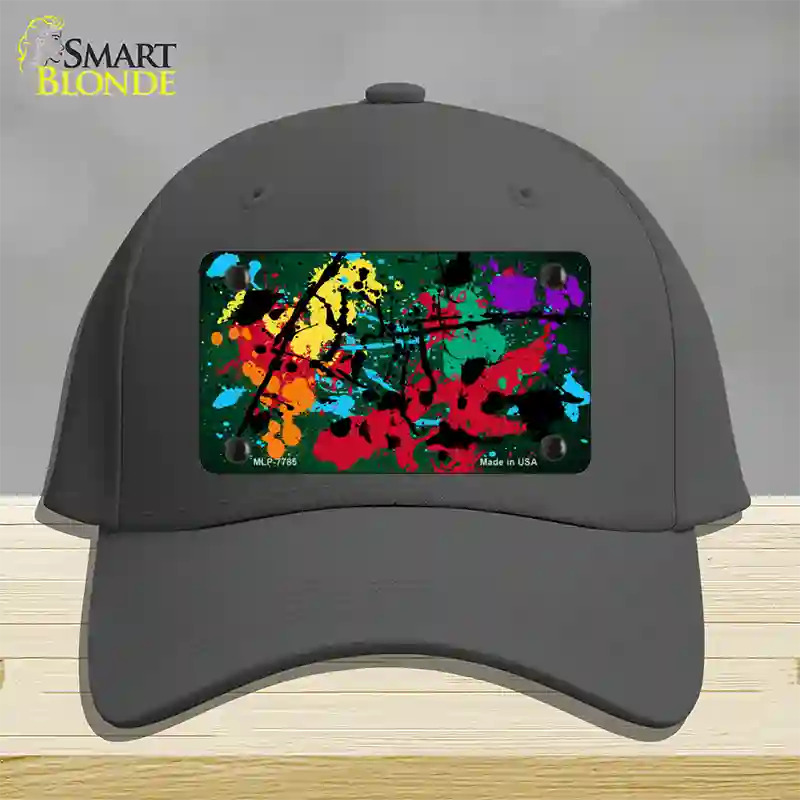 Green Splatter Oil Rubbed Novelty License Plate Hat Cotton / Charcoal