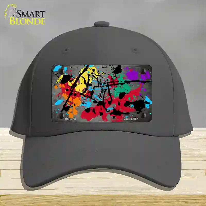 Gray Splatter Oil Rubbed Novelty License Plate Hat Cotton / Charcoal