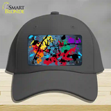 Light Blue Splatter Oil Rubbed Novelty License Plate Hat Cotton / Charcoal