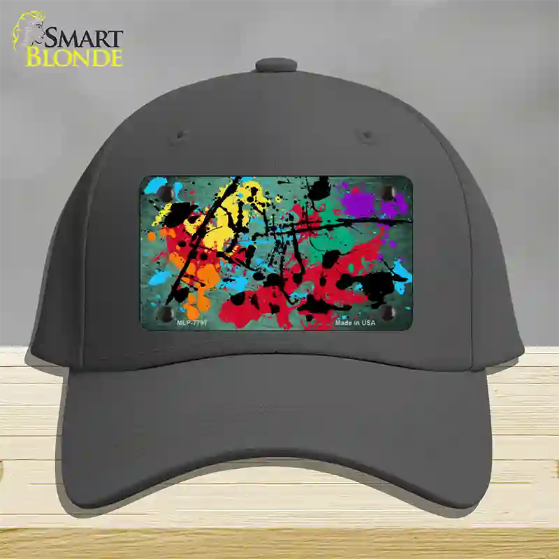 Mint Splatter Oil Rubbed Novelty License Plate Hat Cotton / Charcoal